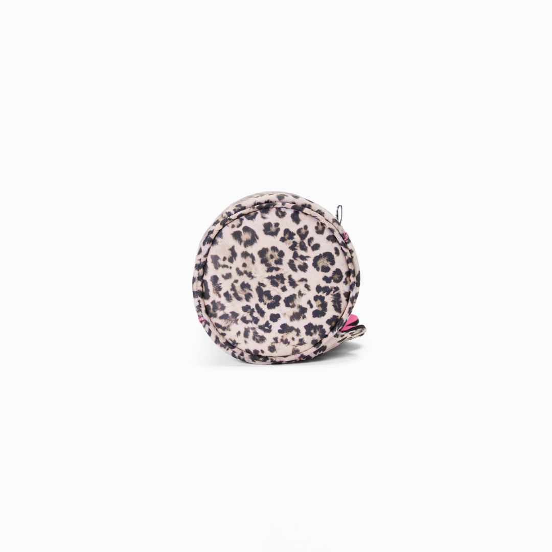 Base of bottle cooler in Catwalk leopard print with reinforced structure and piped edge