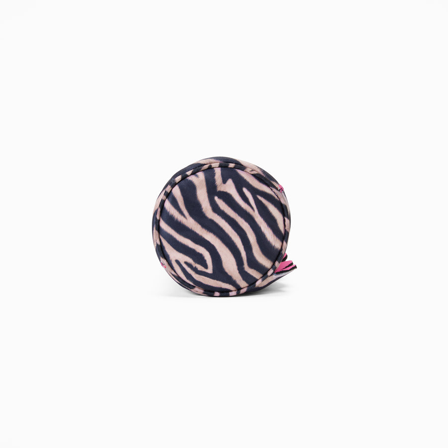 Base of bottle cooler in Nocturne zebra print with reinforced structure and piped edge
