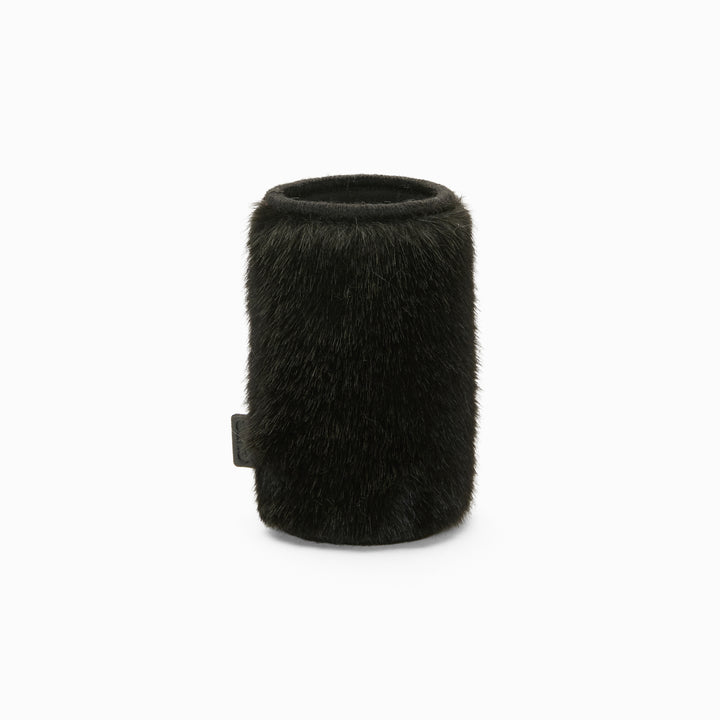 Black faux fur can sleeve