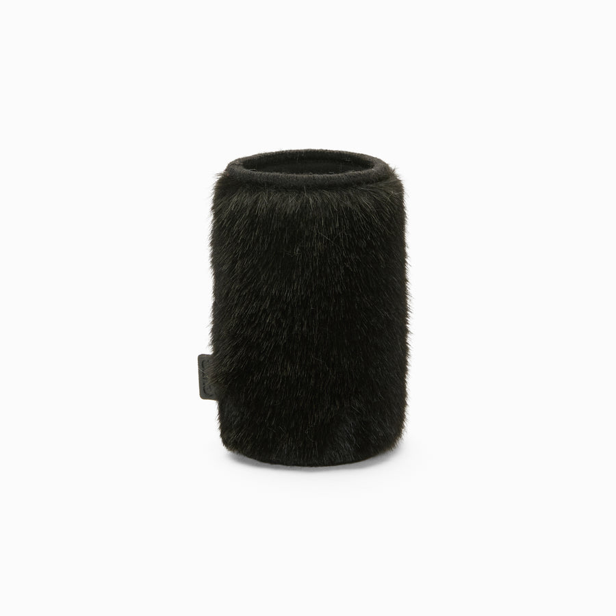 Black faux fur can sleeve