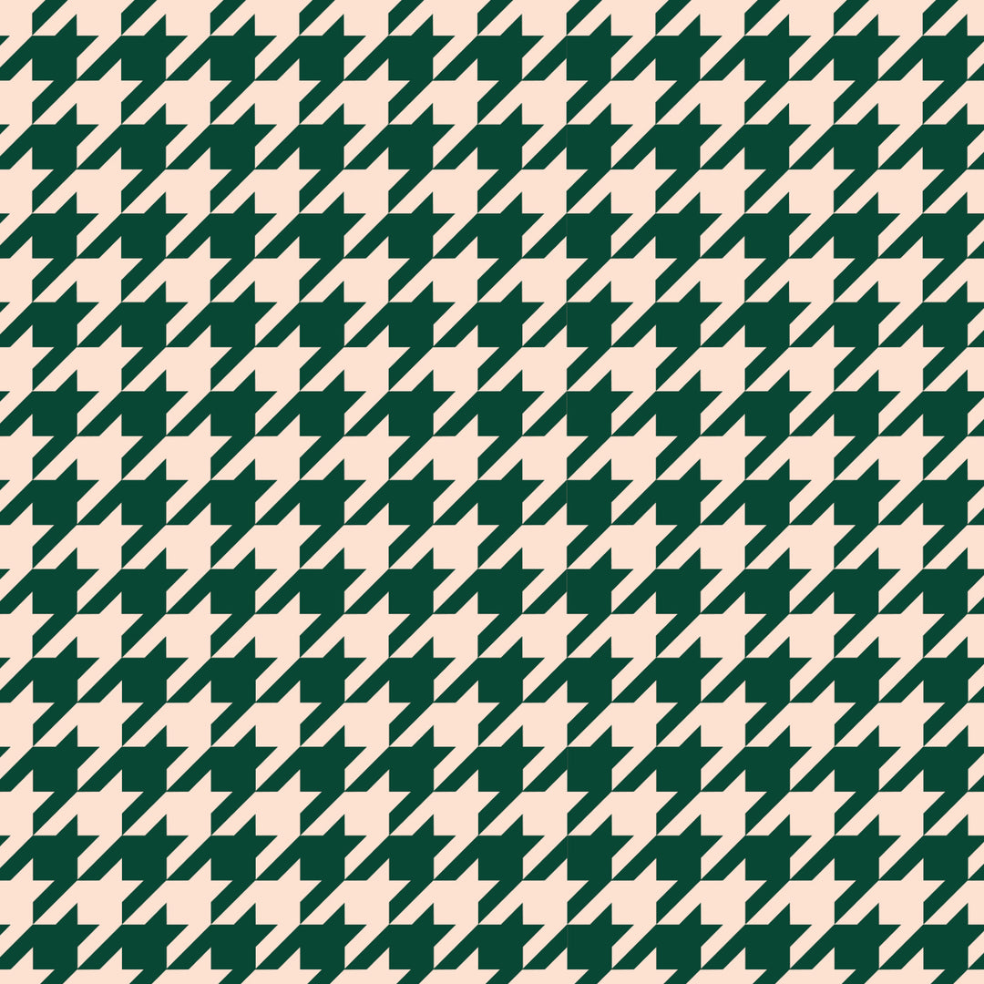 Chic Sips Harland houndstooth print pattern in green and ivory