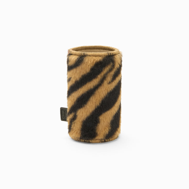 Tiger print faux fur can sleeve