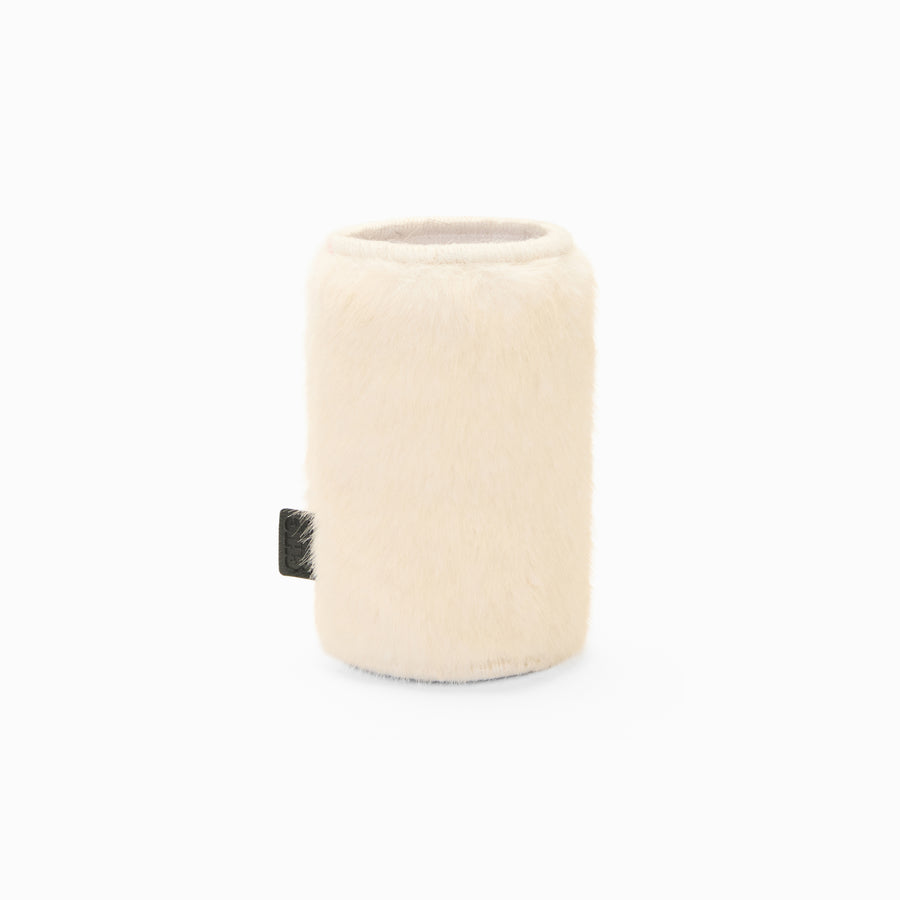 Cream faux fur can sleeve