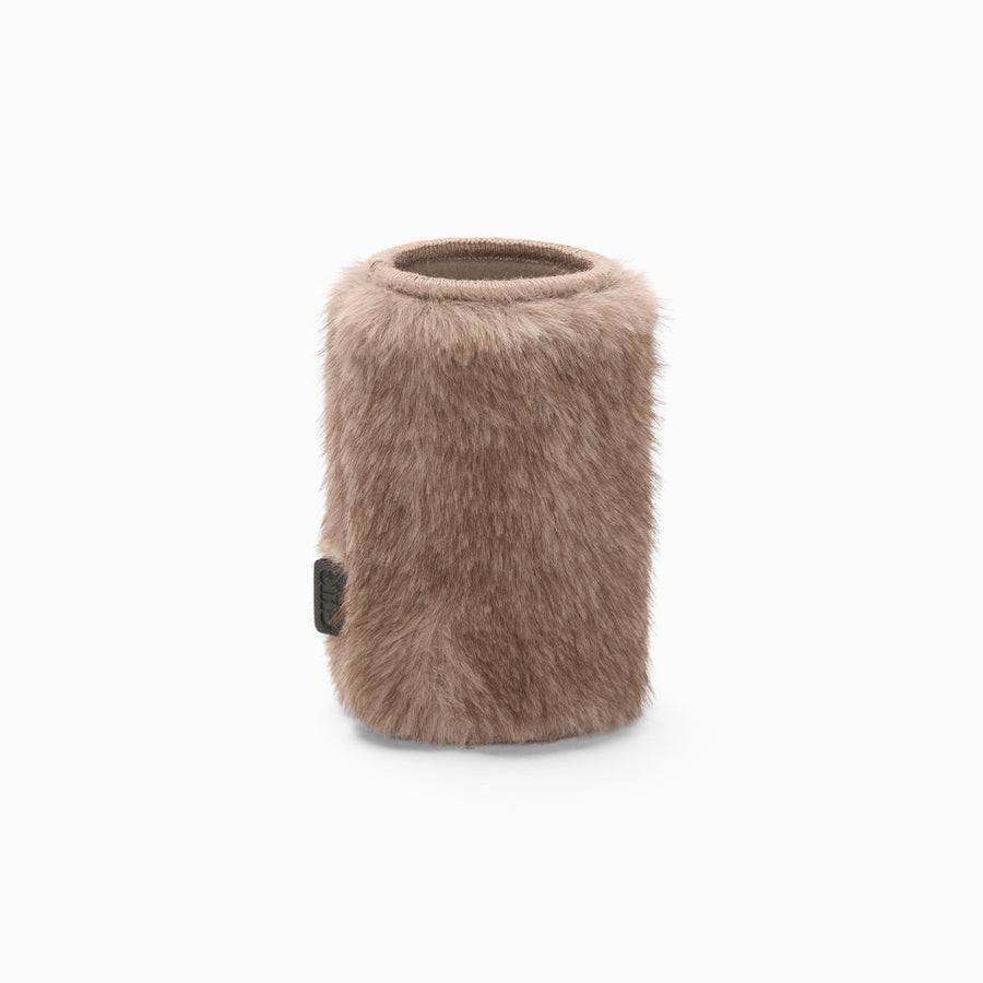 Brown faux fur can sleeve