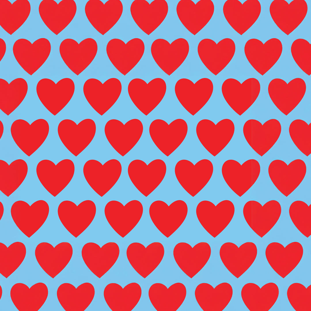 Chic Sips Valentini heart print pattern in red and blue