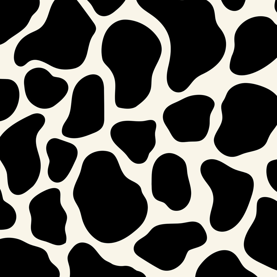 Chic Sips Velda cow print pattern in black and white