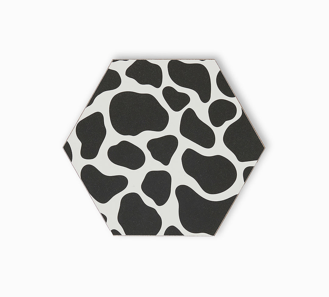 Cow print hexagonal coaster