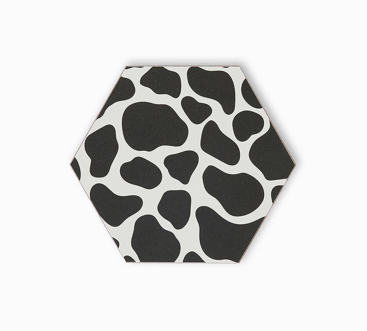 Cow print hexagonal coaster