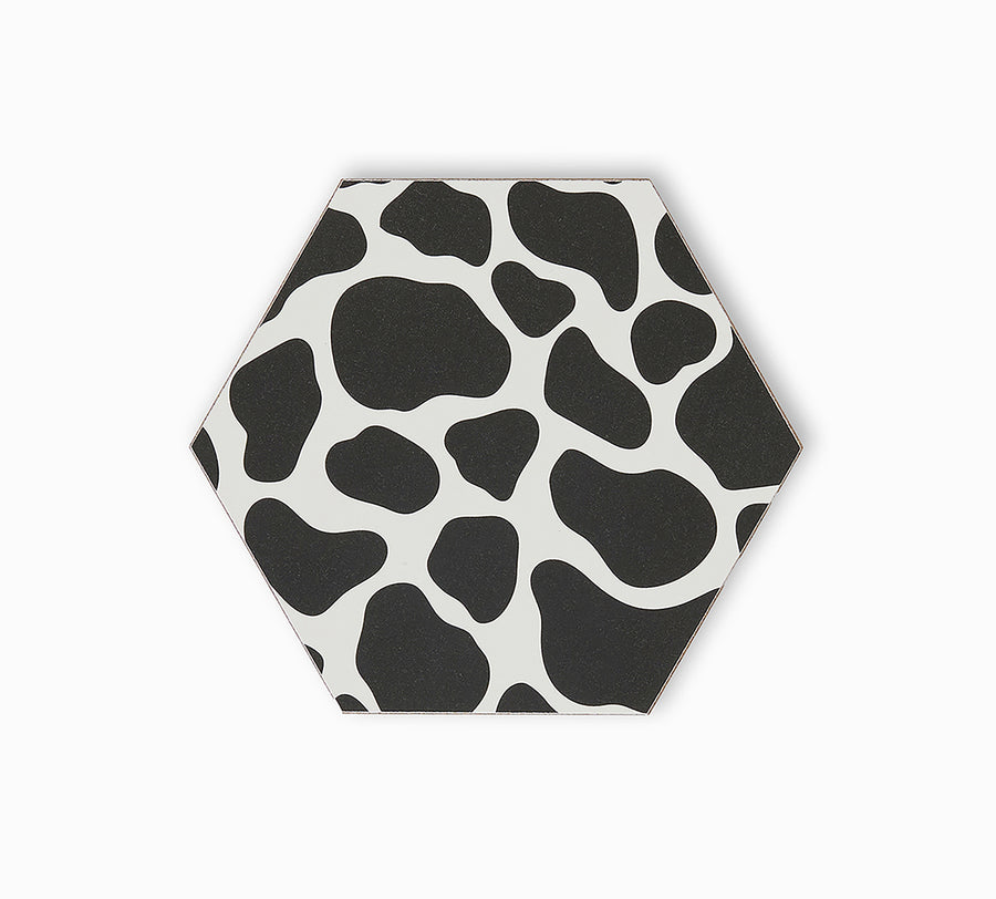 Cow print hexagonal coaster