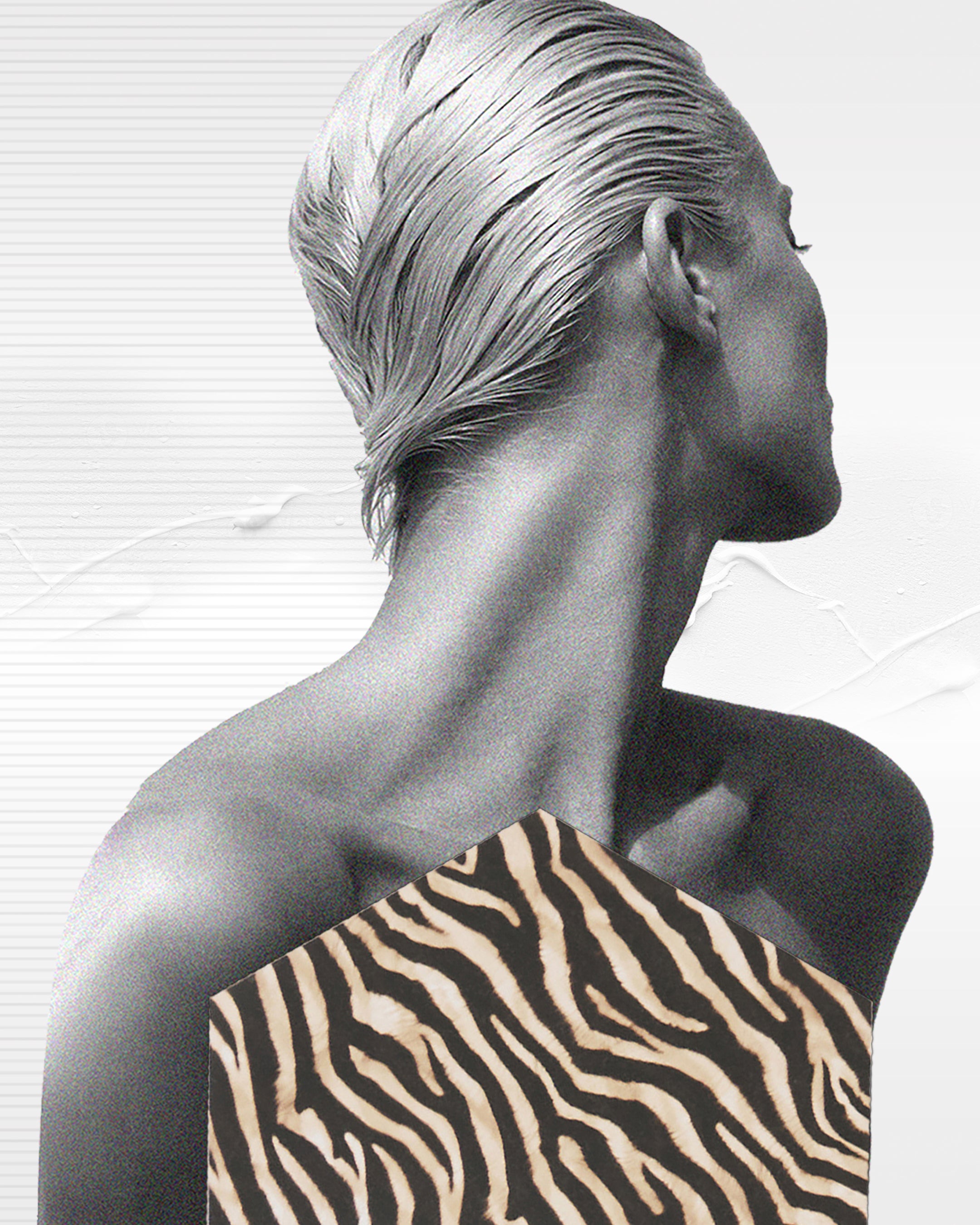 Nocturne zebra print style tile on model