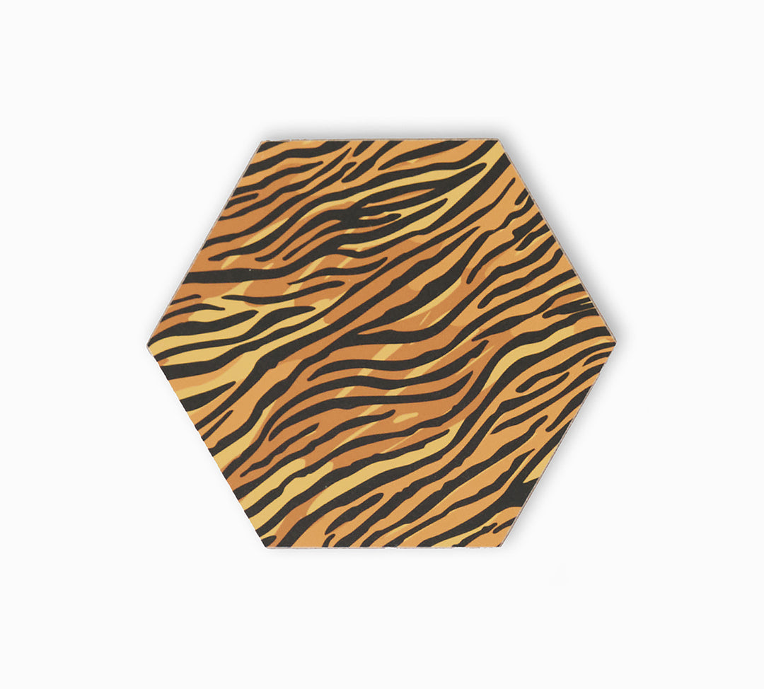 Tiger print hexagonal coaster