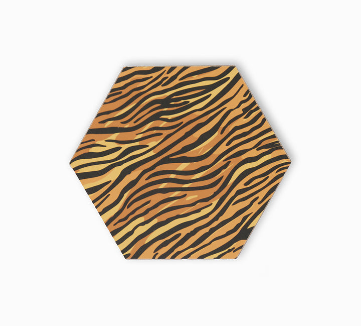Tiger print hexagonal coaster