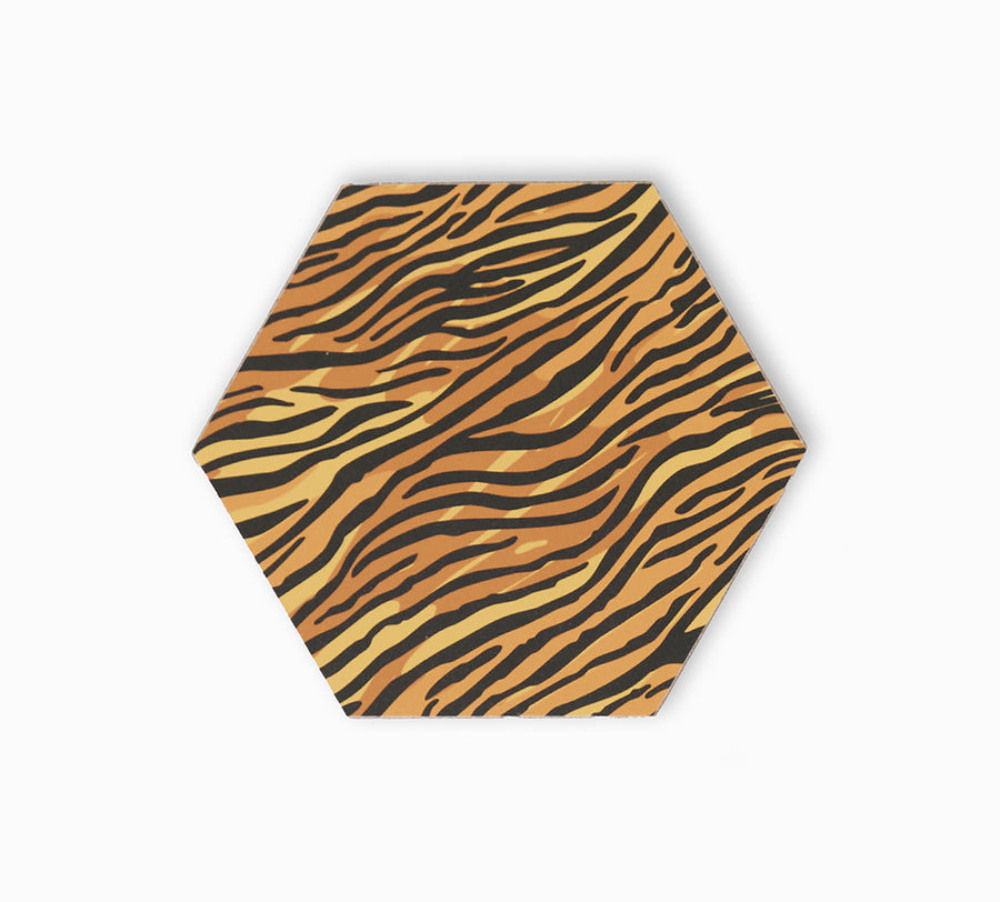 Tiger print hexagonal coaster