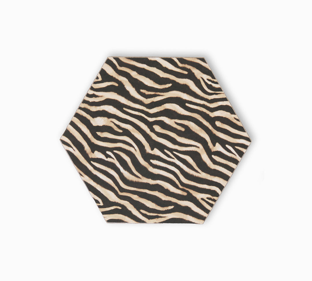Zebra print hexagonal coaster