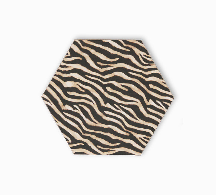 Zebra print hexagonal coaster