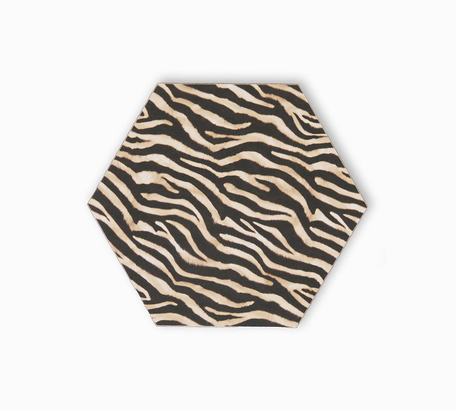 Zebra print hexagonal coaster